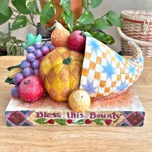 Jim Shore Heartwood Creek Bless This Bounty Cornucopia Mosaic Vintage Home Décor